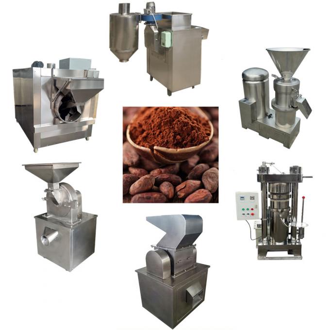 Cocoa Powder Processing Production Line Cocoa Powder Maker Roasting Peeling Milling Crushing Grinding Machine