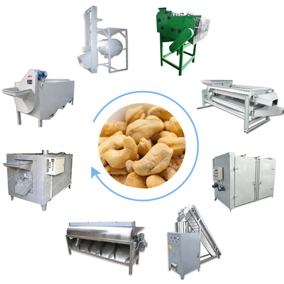 200kg Output Cashew Nut Machine Dry Type Motor Peeling Food Production Line