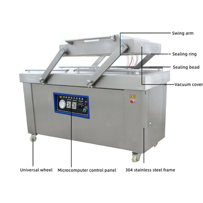 3KW Meat Processing Machines Double Chamber Vacuum Sausage Packaging Machine